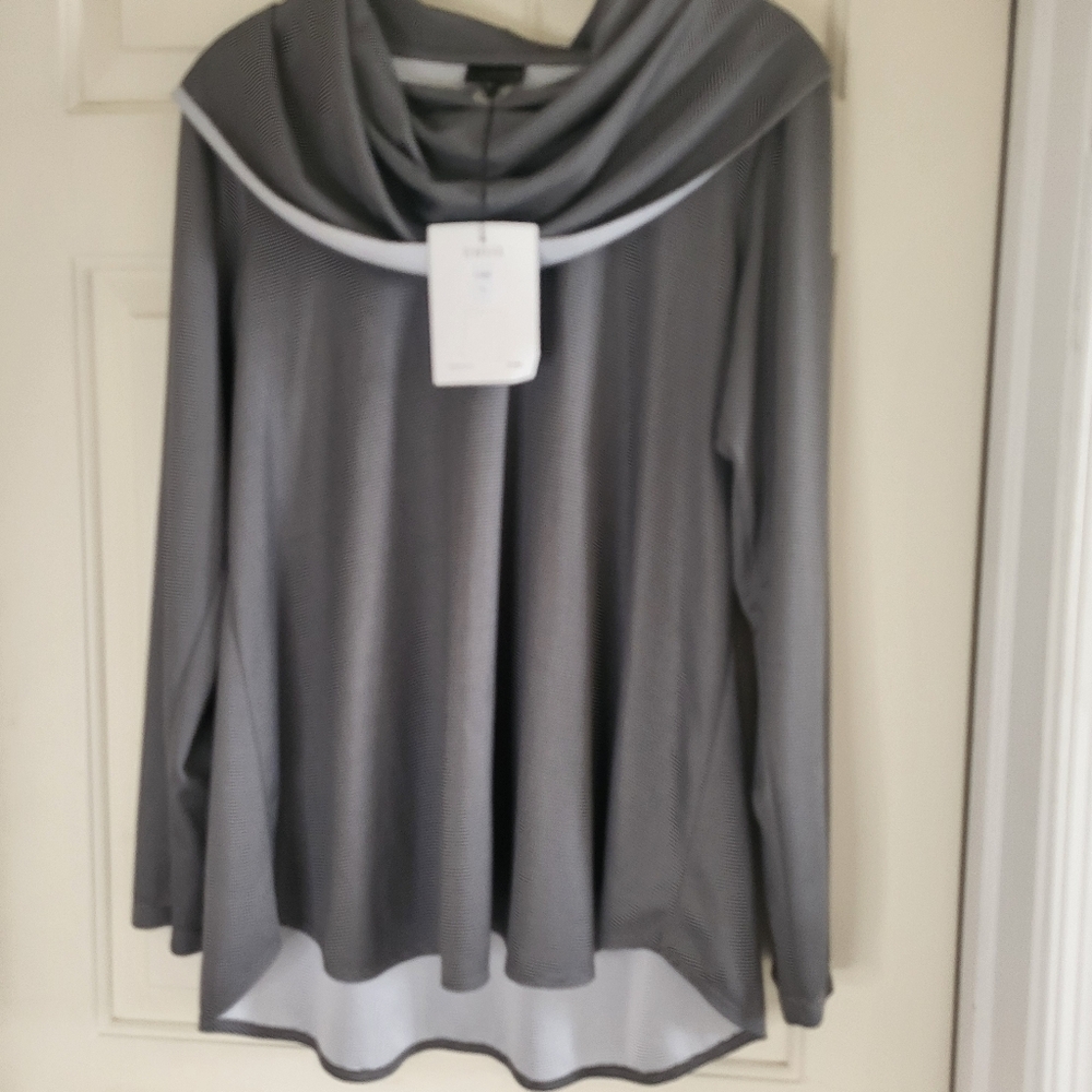 Gray Cowl Neck Blouse Made in USA